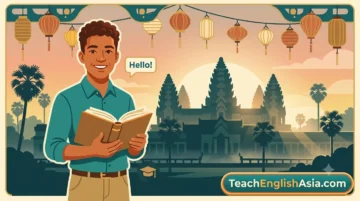 Teach English in Cambodia - classroom and city